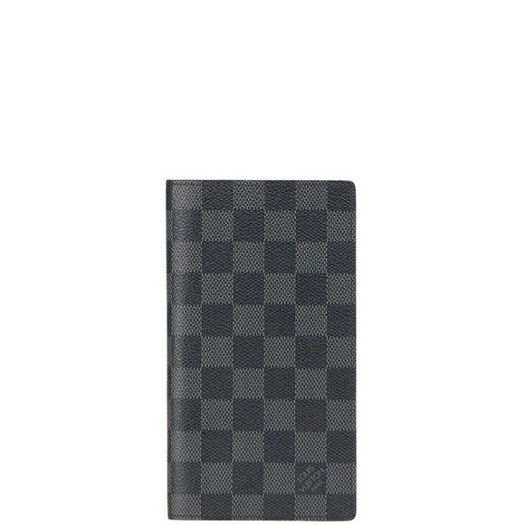 Louis Vuitton Damier Graphite Portefeuille Brazza Long Wallet N62665 Black PV...